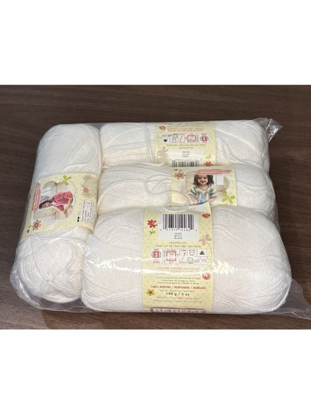 BERNAT Softee Baby Yarn White Skeins Lot of 4 New